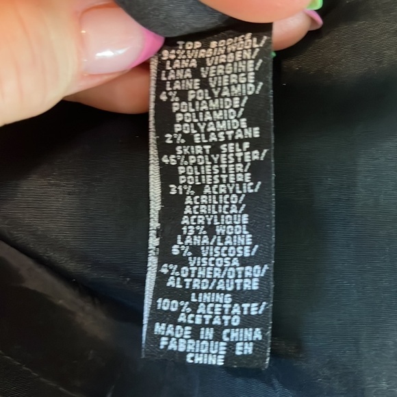 Tibi Dress Tweed Bottom Wool Bodice Size 2 Faux Leather Trim Black & White - Picture 10 of 12